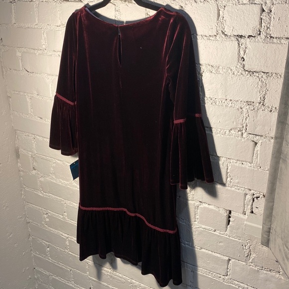 Wine colored velvet boho dress - Picture 2 of 3